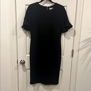 Calvin Klein Black Sheath Midi Dress Short Sleeve